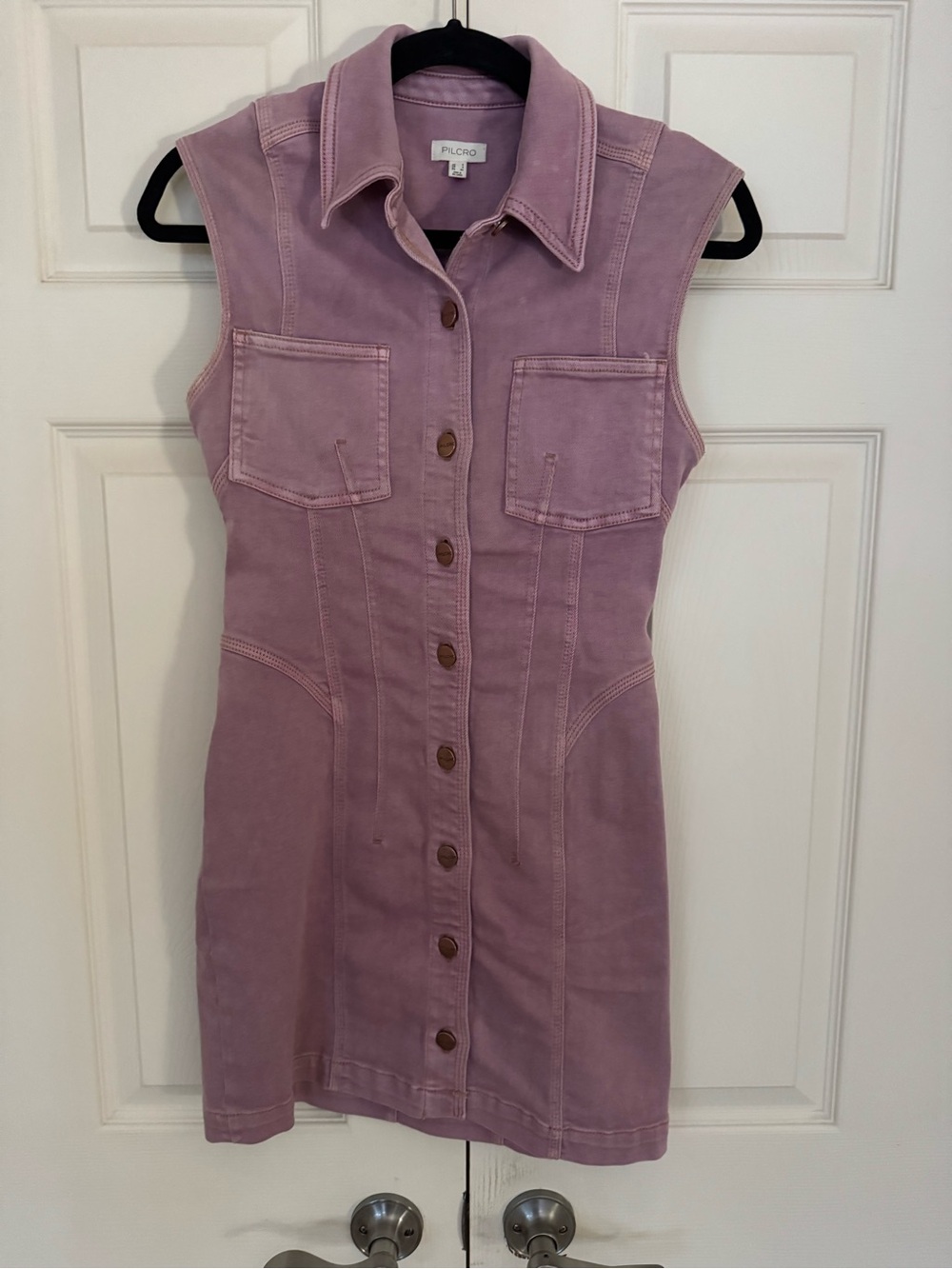 Pilcro Sleeveless Button-Front Mini Dress in Dusty Mauve